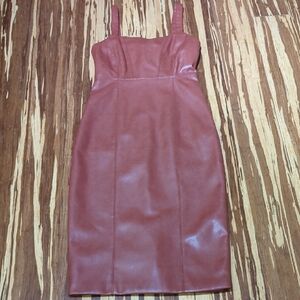 Faux Leather Brown Dress NWT
